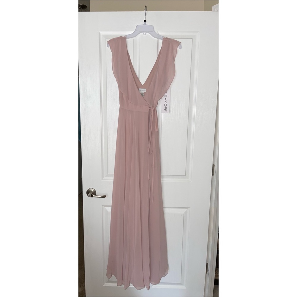NWT Bill Levkoff Frost Rose Chiffon V-neck A-line Dress - Picture 4 of 4